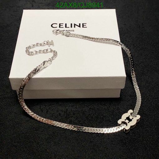 Celine silver chain necklace on box