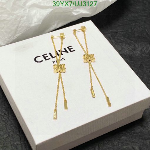 Celine gold bow earrings on box