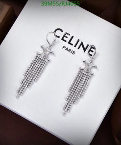 Celine Paris branded silver tassel earrings.