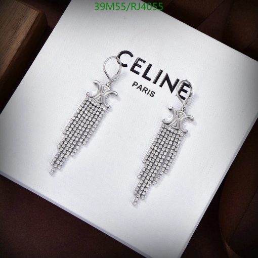 Celine Paris branded silver tassel earrings.