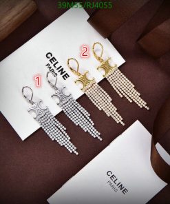 Designer chandelier earrings on presentation card.