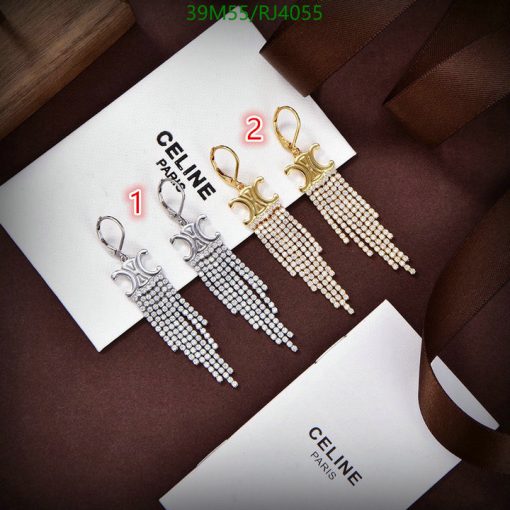 Designer chandelier earrings on presentation card.