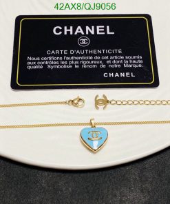 Chanel authenticity card and necklace with logo pendant.