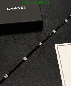 Black Chanel beaded necklace with box and certificate.