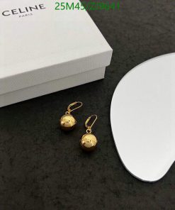 Gold spherical earrings with Celine box.