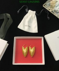 Gold leaf earrings in Celine box with pouch.