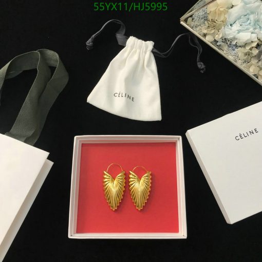 Gold leaf earrings in Celine box with pouch.