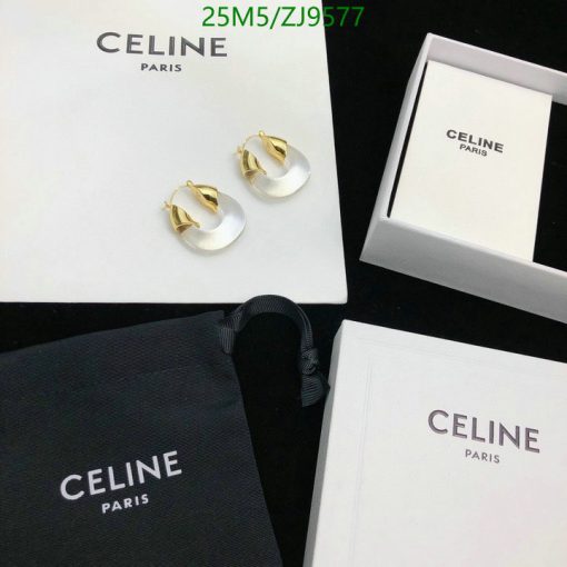 Celine branded earrings with packaging.