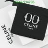 Designer earrings on black pouch with Celine Paris branding.