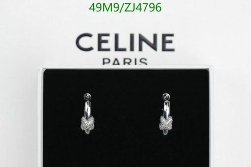 Celine Paris branded silver hoop earrings.