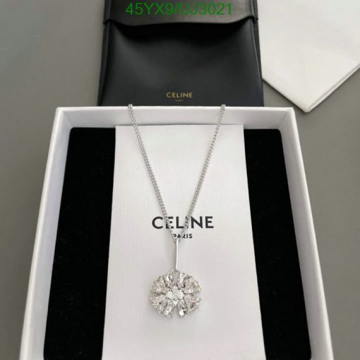 Celine pendant necklace in box with luxury packaging.