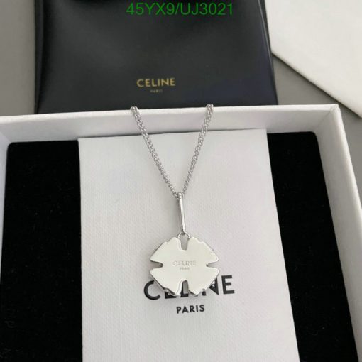 Celine Paris logo pendant necklace in presentation box.