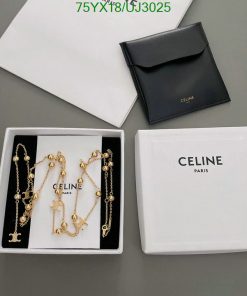 Celine gold necklace in branded box with leather pouch.