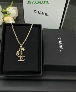 Designer necklace in presentation box with brand name.