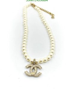 Pearl necklace with anchor pendant jewelry.