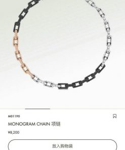 Louis Vuitton monogram chain necklace on display.