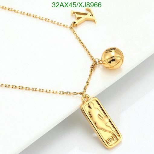 Gold basketball and player pendant necklace.