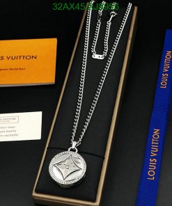 Louis Vuitton pendant necklace with box and ribbon.