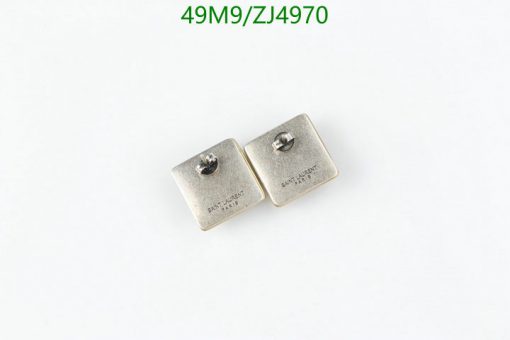 Square silver cufflinks on white background