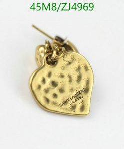 Gold heart-shaped textured earring.