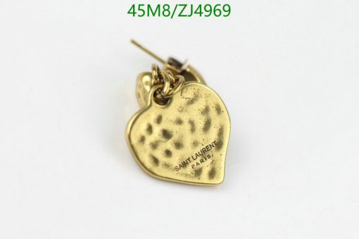 Gold heart-shaped textured earring.