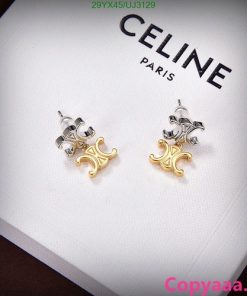 Two-tone designer stud earrings.