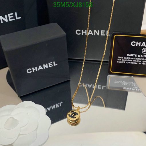 Designer necklace with branded packaging.