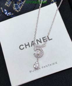 Chanel necklace with number 5 pendant and crystals.