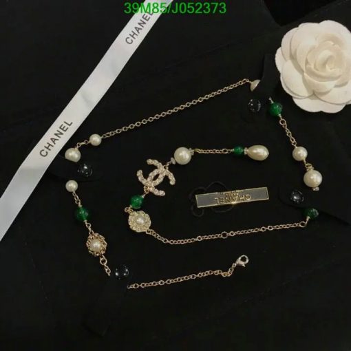 Designer pearl and gemstone gold chain necklaces.