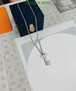 Designer key pendant necklace with branded packaging.