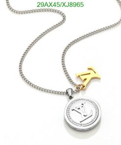 Silver and gold pendant necklace with letter charms.