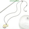 Silver necklace with golden pendant on white background.