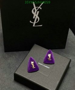 Saint Laurent velvet packaging with logo earrings.