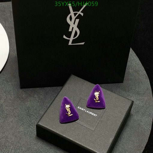 Saint Laurent velvet packaging with logo earrings.