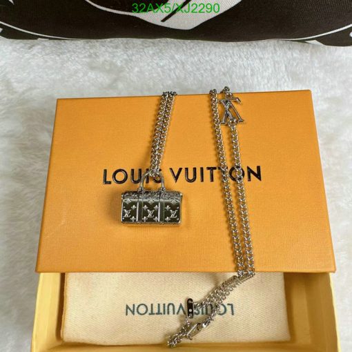 Louis Vuitton necklace with brand packaging.