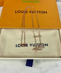 Louis Vuitton necklace in branded box, jewelry presentation.